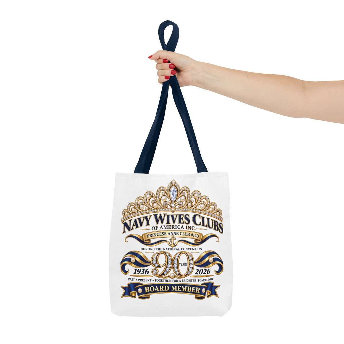 Navy Wives Club Tote Bag — 'Different Journeys, Same Navy Family' AOP Tote