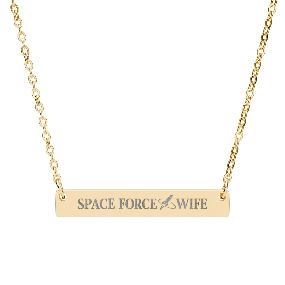 Engraved 'Space Force Wife' Bar Necklace