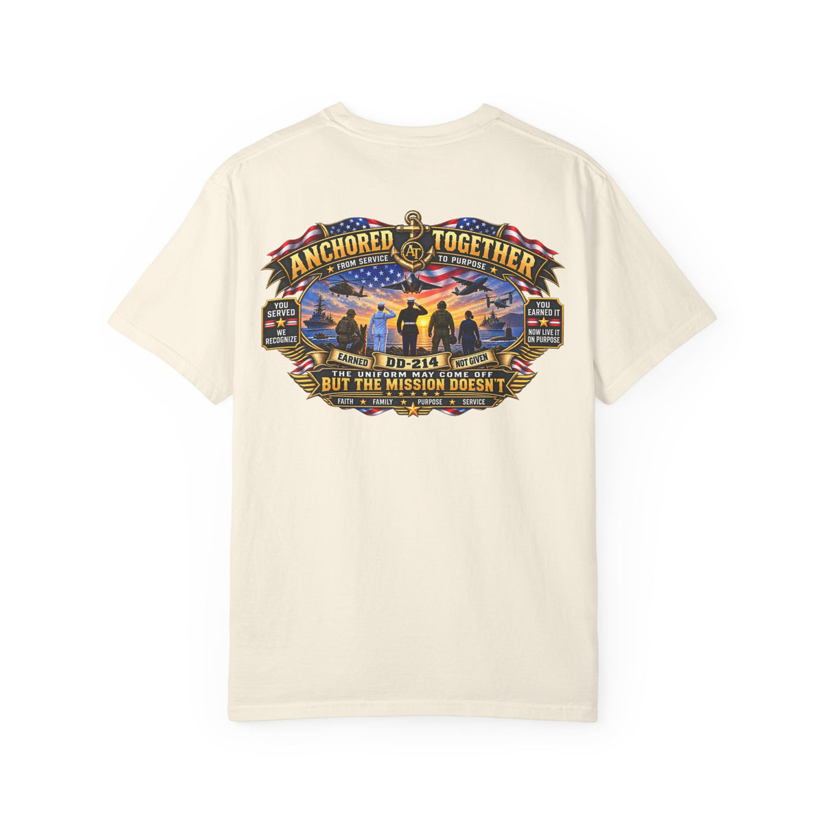 Anchored Together Military DD-214 Tribute T-Shirt — "Anchored Together" Graphic Tee