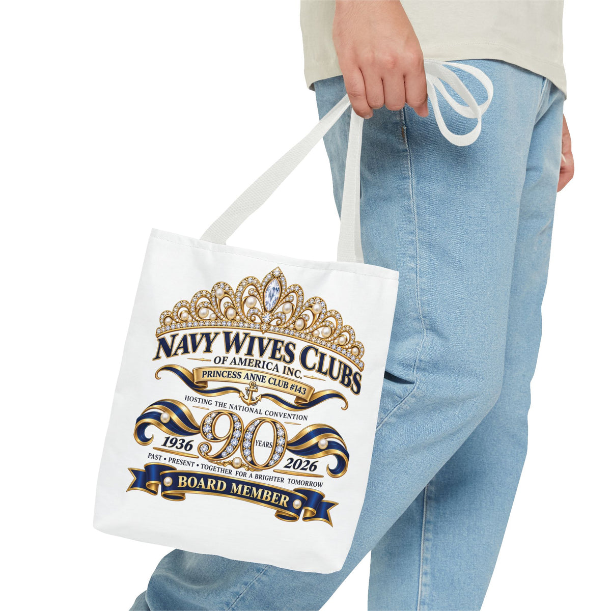 Navy Wives Club Tote Bag — 'Different Journeys, Same Navy Family' AOP Tote