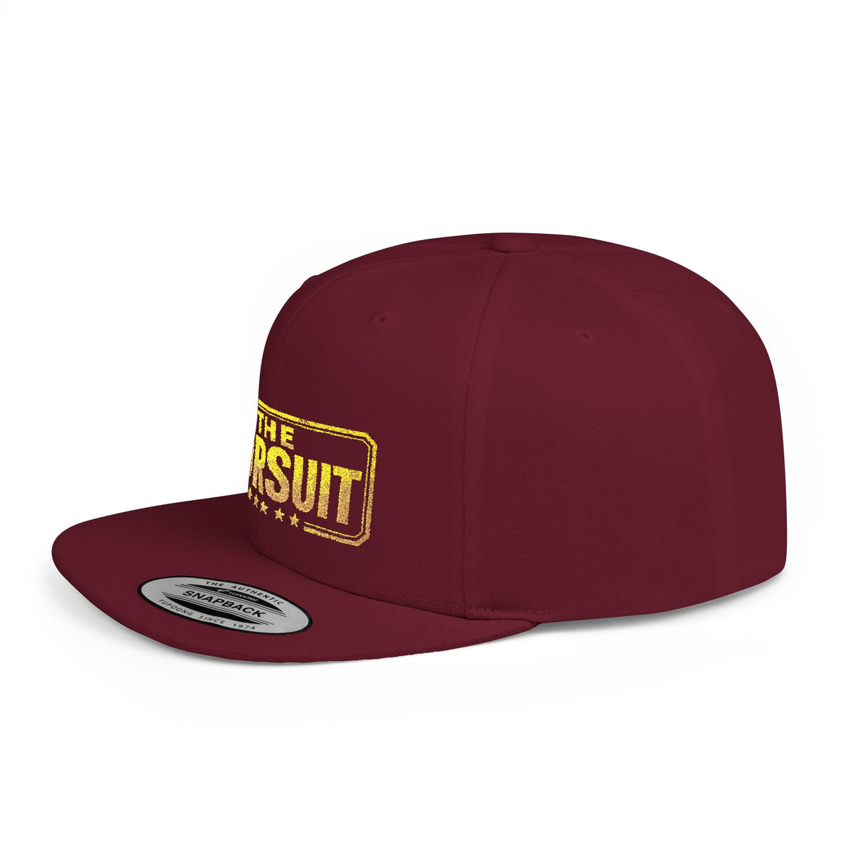 Snapback Hat — "The Pursuit" Gold Logo Flat Bill Cap