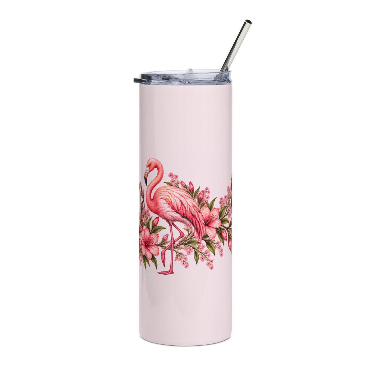 20oz Stainless Tumbler — Pink Flamingo Floral 'GFWC Lake Shore Woman's Club' Insulated Cup
