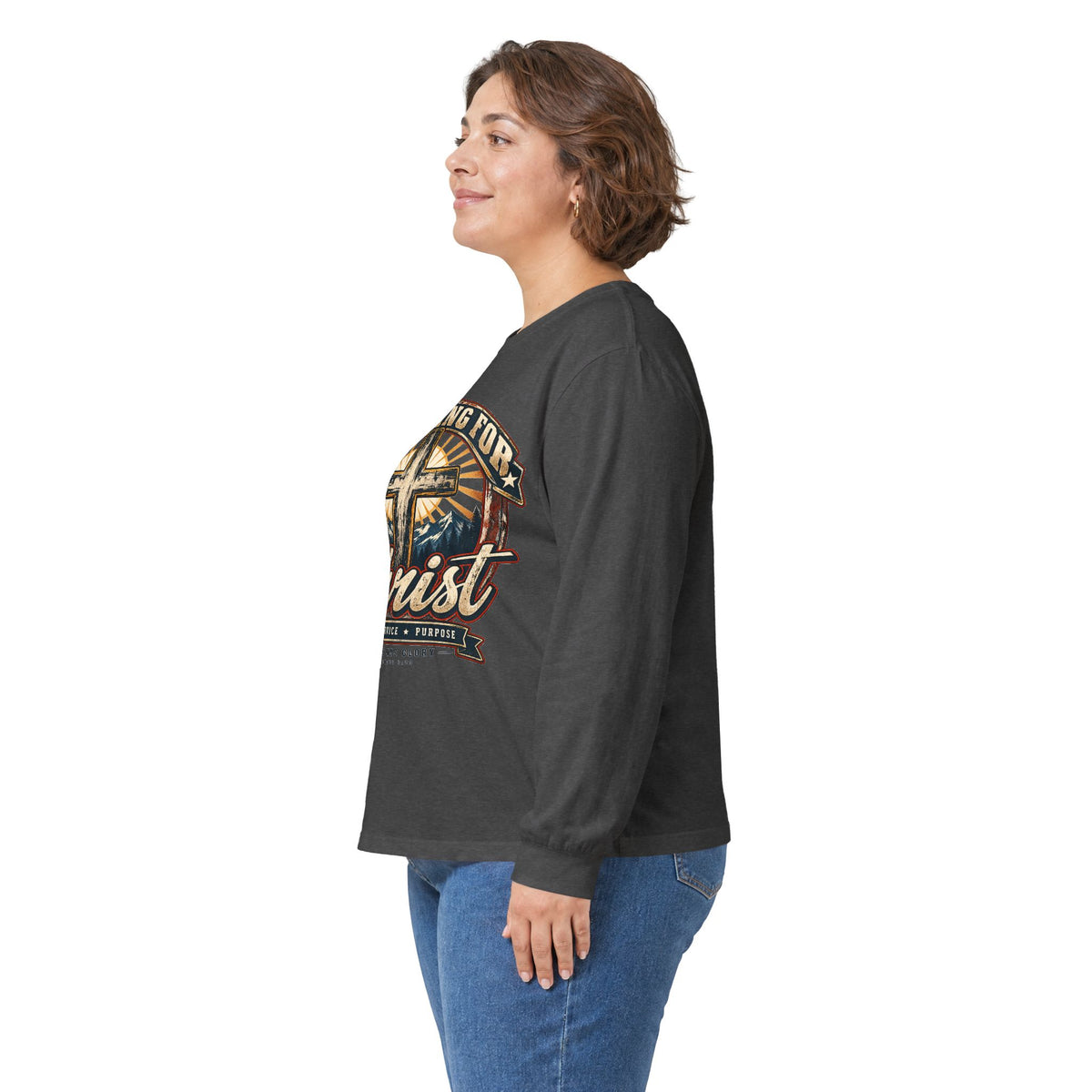Working for Christ Long Sleeve Tee — Christian Faith Cross Shirt