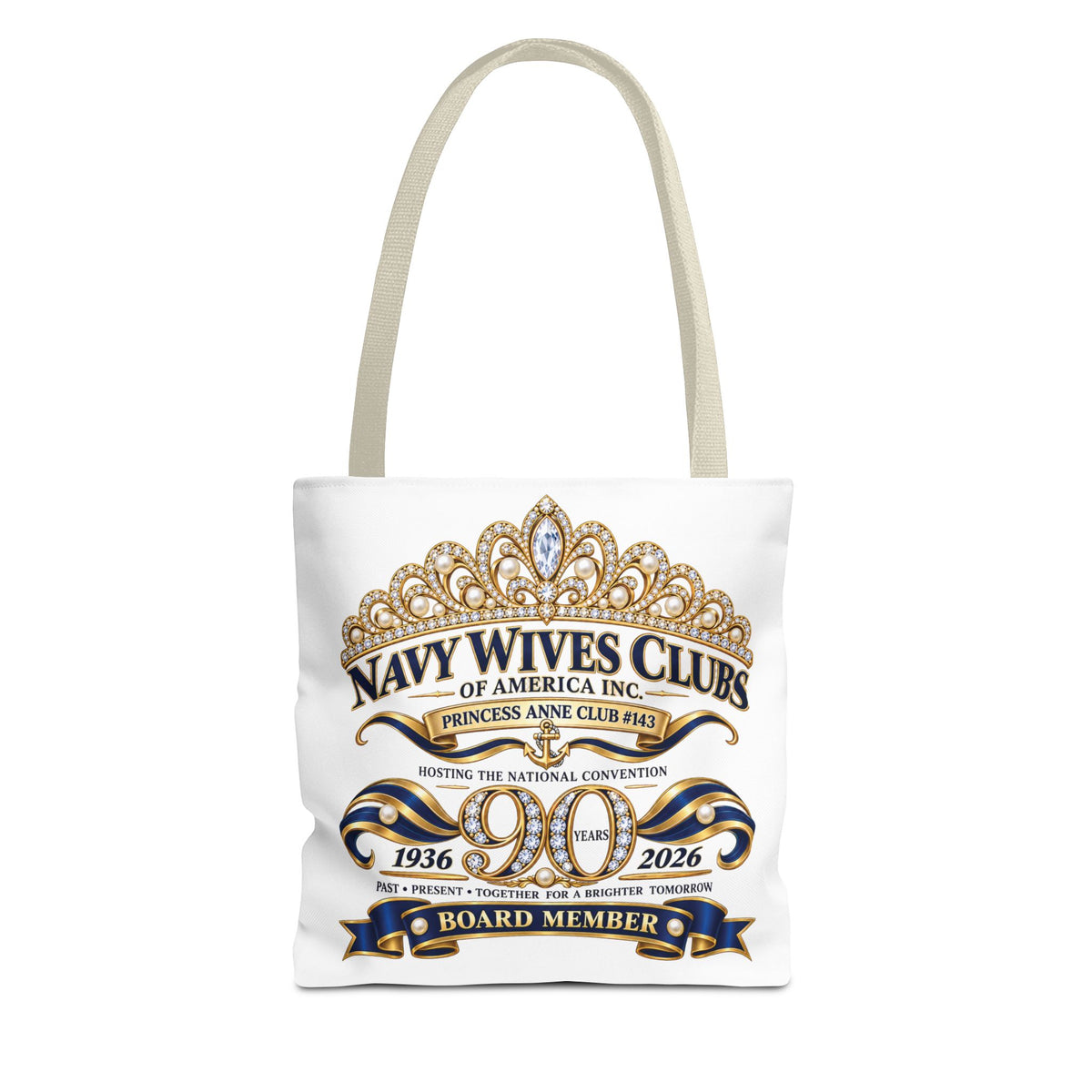 Navy Wives Club Tote Bag — 'Different Journeys, Same Navy Family' AOP Tote