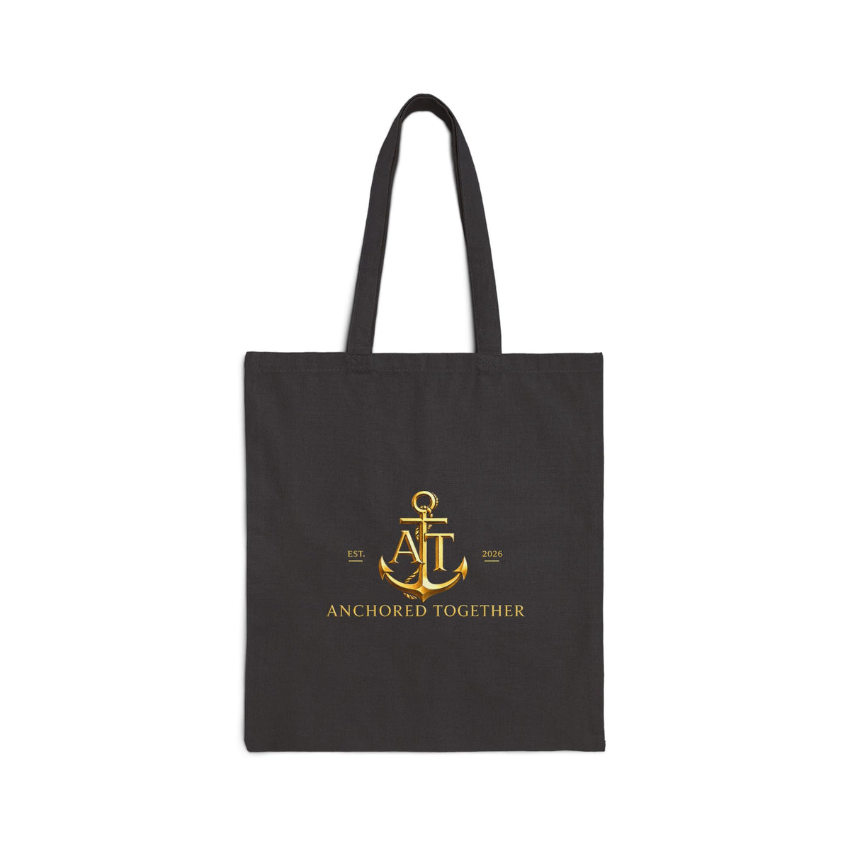 Anchor & Initial Canvas Tote — 'Anchored Together' Nautical Cotton Bag