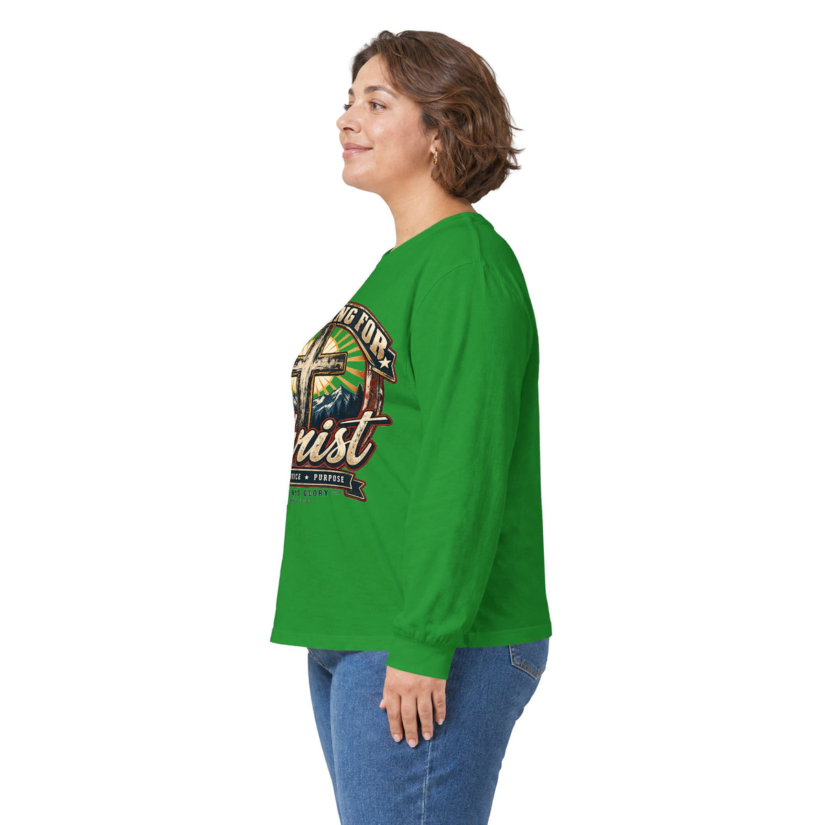 Working for Christ Long Sleeve Tee — Christian Faith Cross Shirt