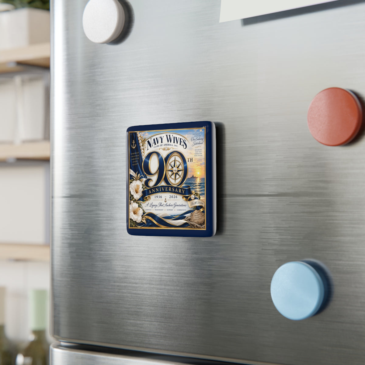 Navy Wives 90th Anniversary Porcelain Square Magnet