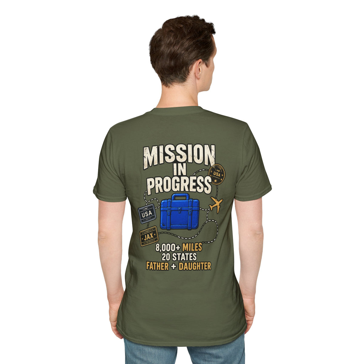 The Pursuit: Mission In Progress Travel T-Shirt — 'Mission In Progress' Father & Daughter 40,000 Miles Tee