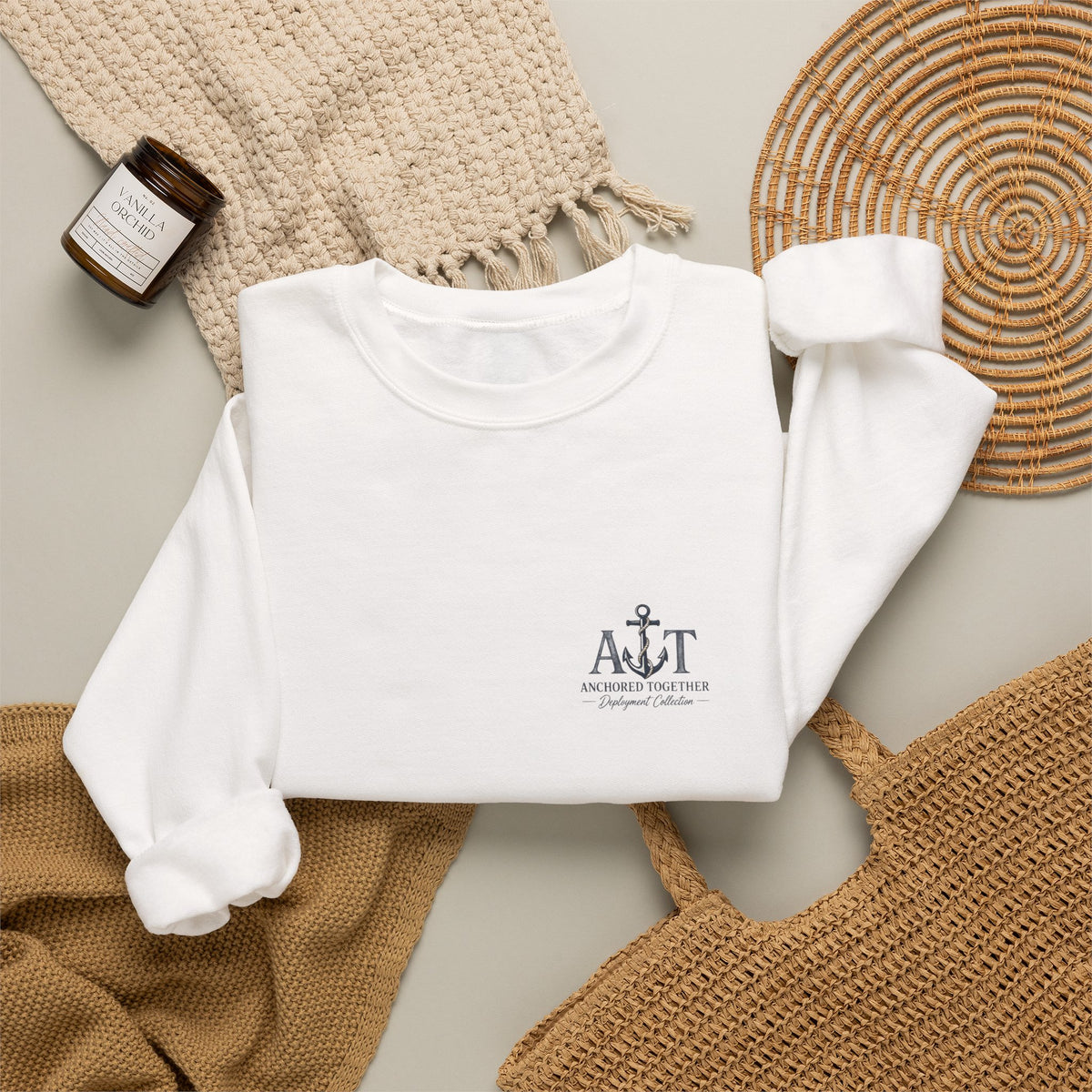 Miles Apart, Anchored Together — Military Family Crewneck Sweatshirt