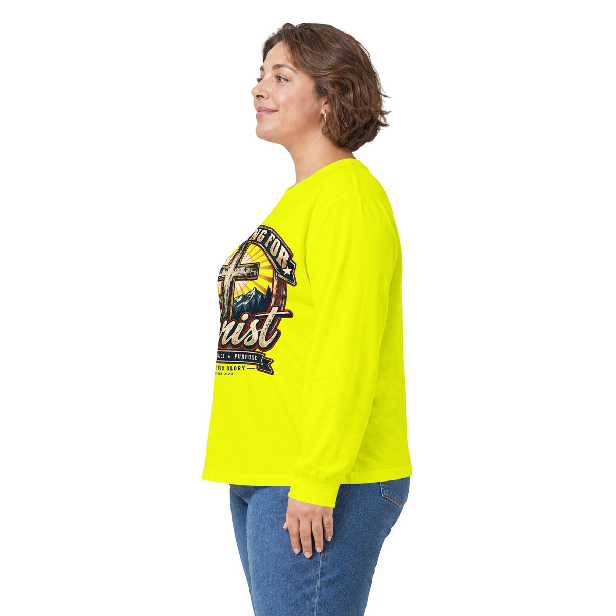 Working for Christ Long Sleeve Tee — Christian Faith Cross Shirt