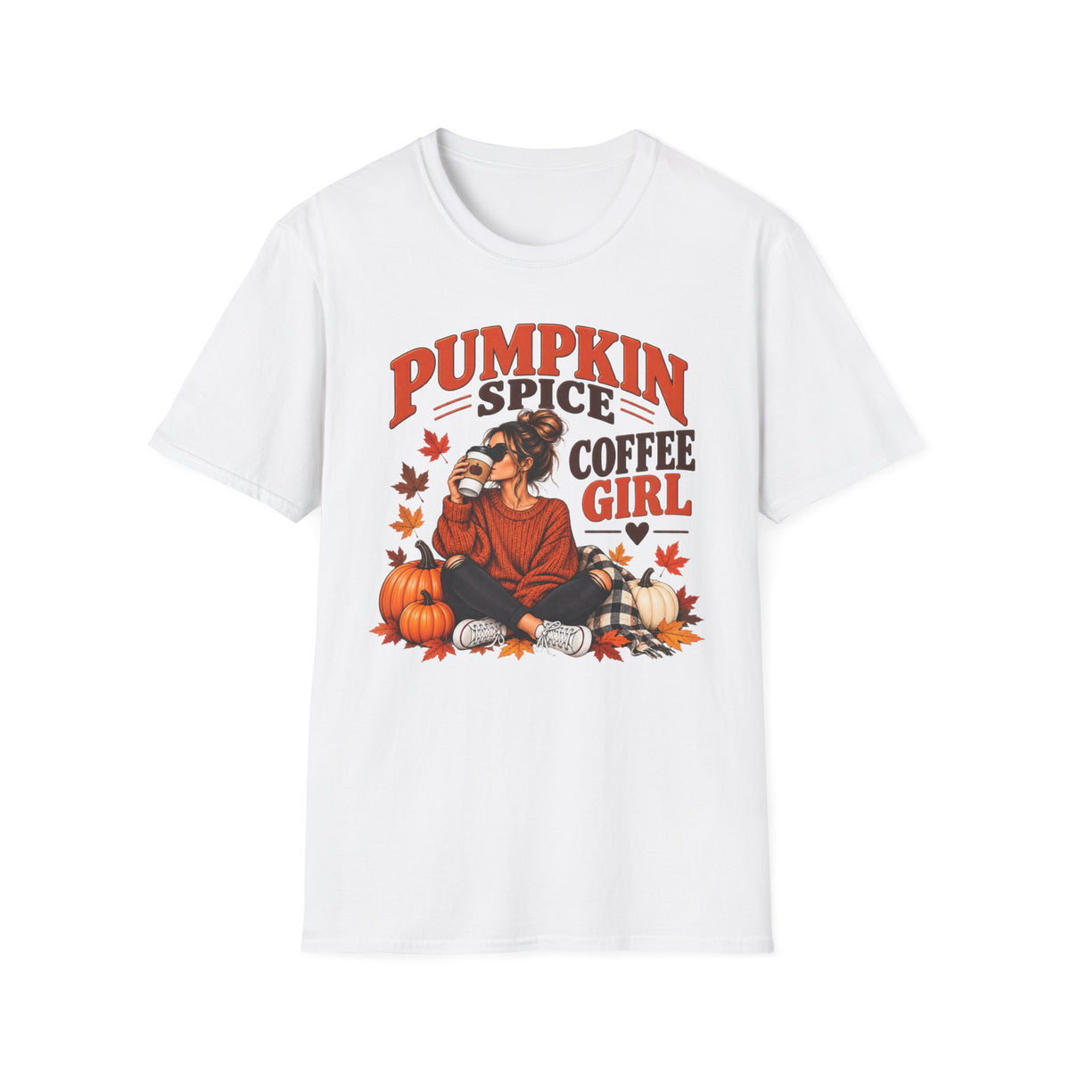 Pumpkin Spice Coffee Girl T‑Shirt — Autumn Cozy Fall Graphic Tee