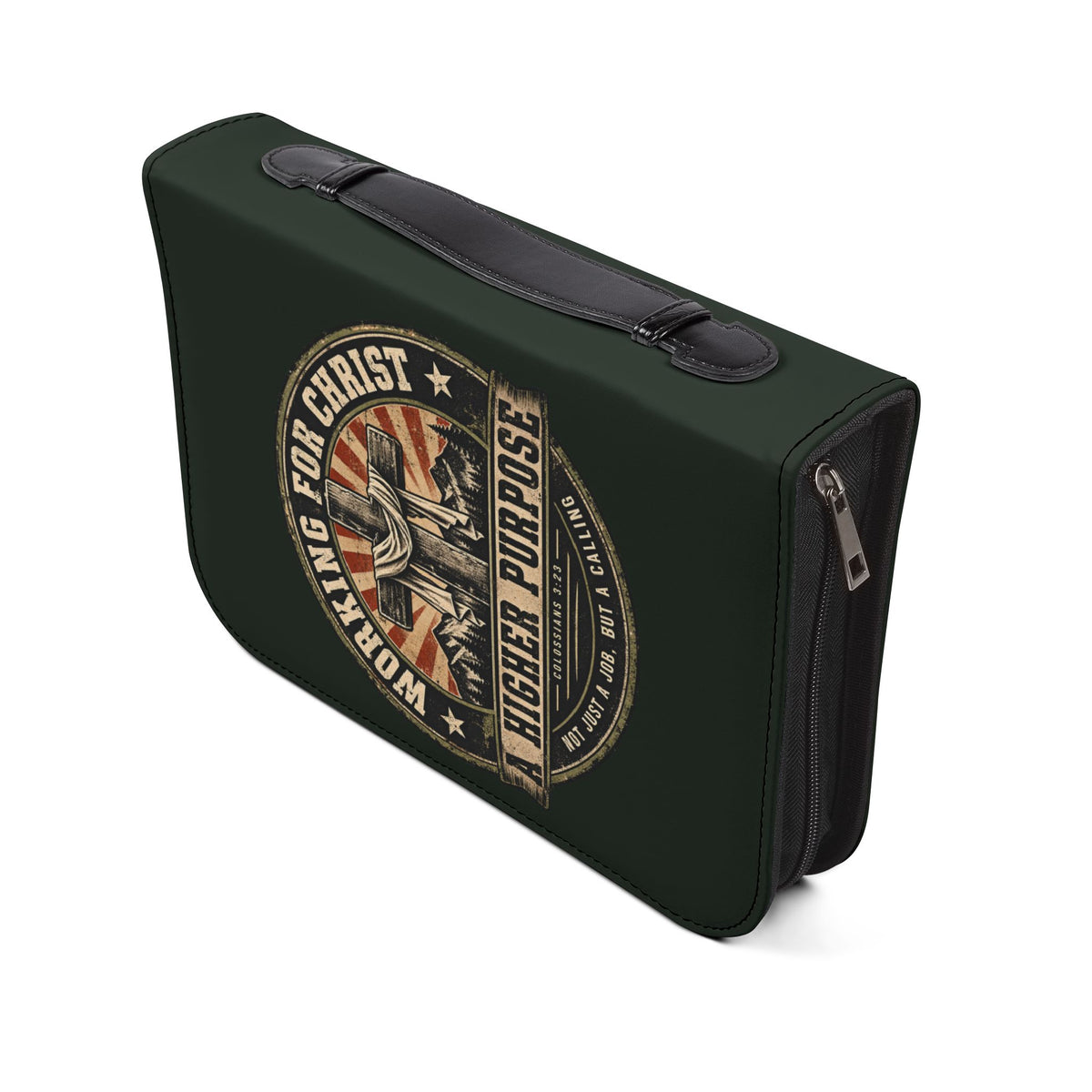 Bible Cover — "You Never Fought Alone / God My Battle Buddy" Christian Zip Bible Case