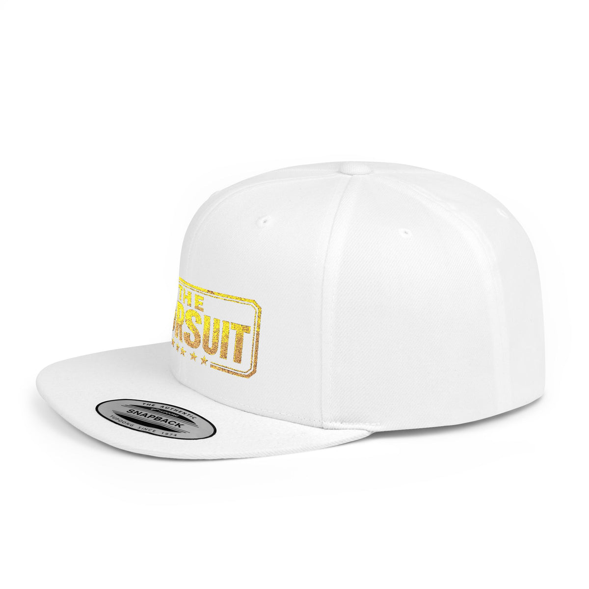 Snapback Hat — "The Pursuit" Gold Logo Flat Bill Cap