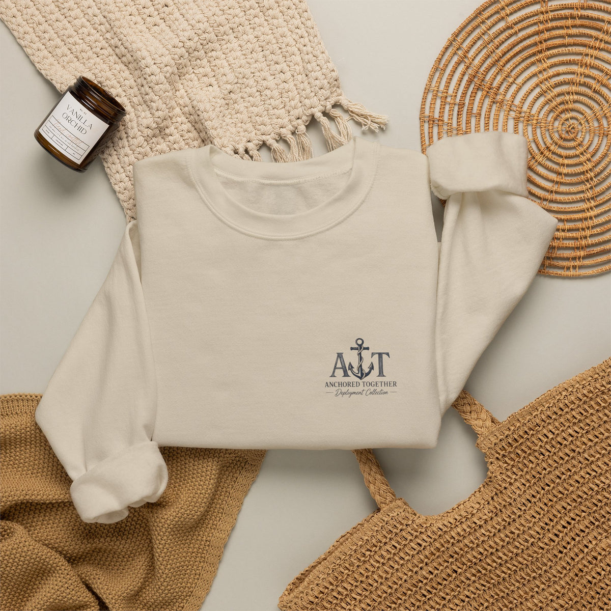 Miles Apart, Anchored Together — Military Family Crewneck Sweatshirt