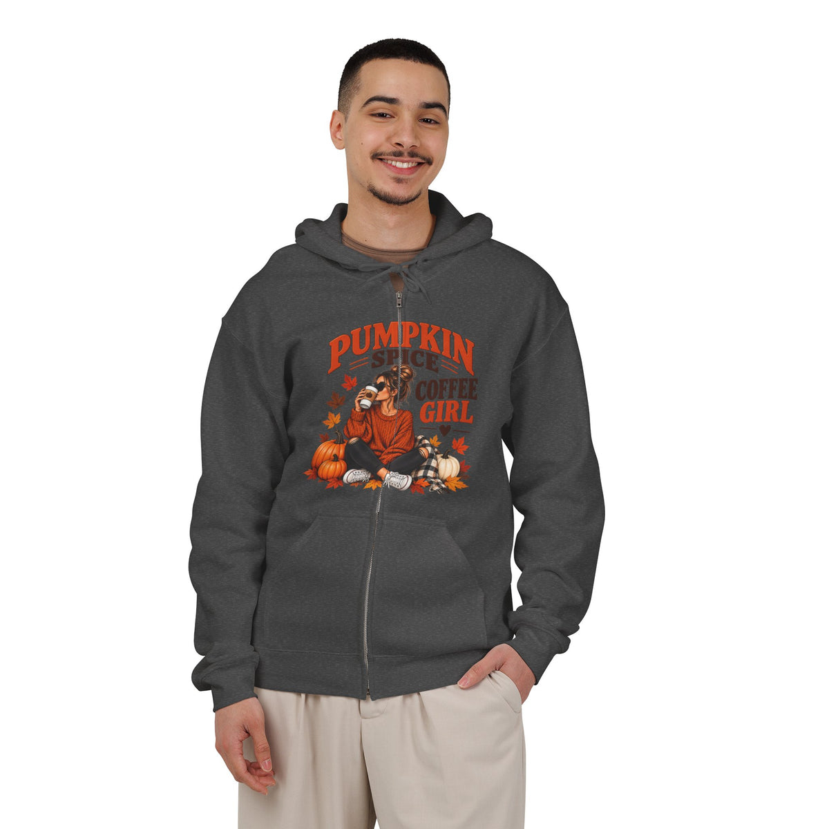 Pumpkin Spice Coffee Girl Zip Hoodie — Fall Pumpkin Autumn Sweater
