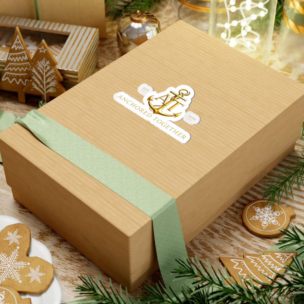 Anchored Together Gold Anchor Kiss-Cut Sticker