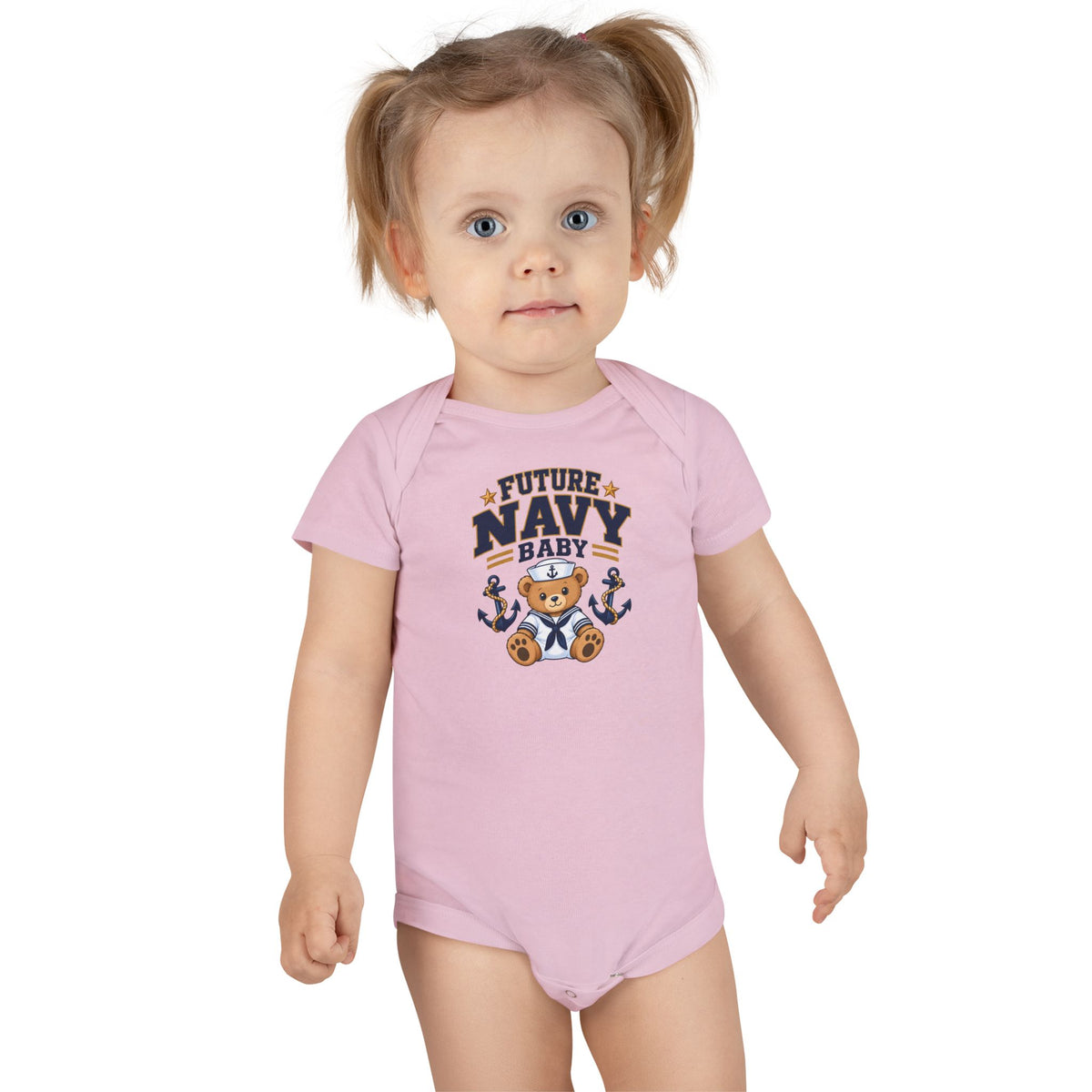 Future Navy Baby Onesie - Cute Teddy Anchor Infant Bodysuit