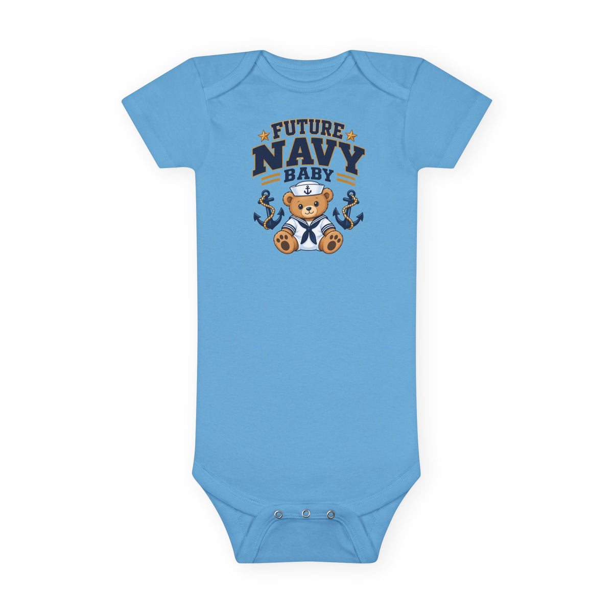 Future Navy Baby Onesie - Cute Teddy Anchor Infant Bodysuit