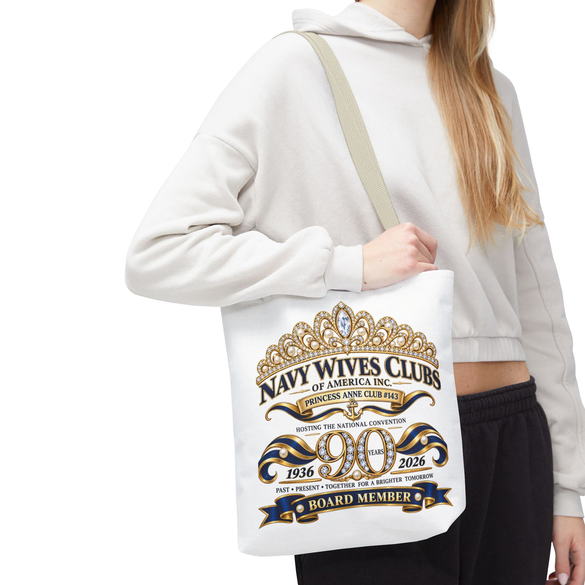 Navy Wives Club Tote Bag — 'Different Journeys, Same Navy Family' AOP Tote