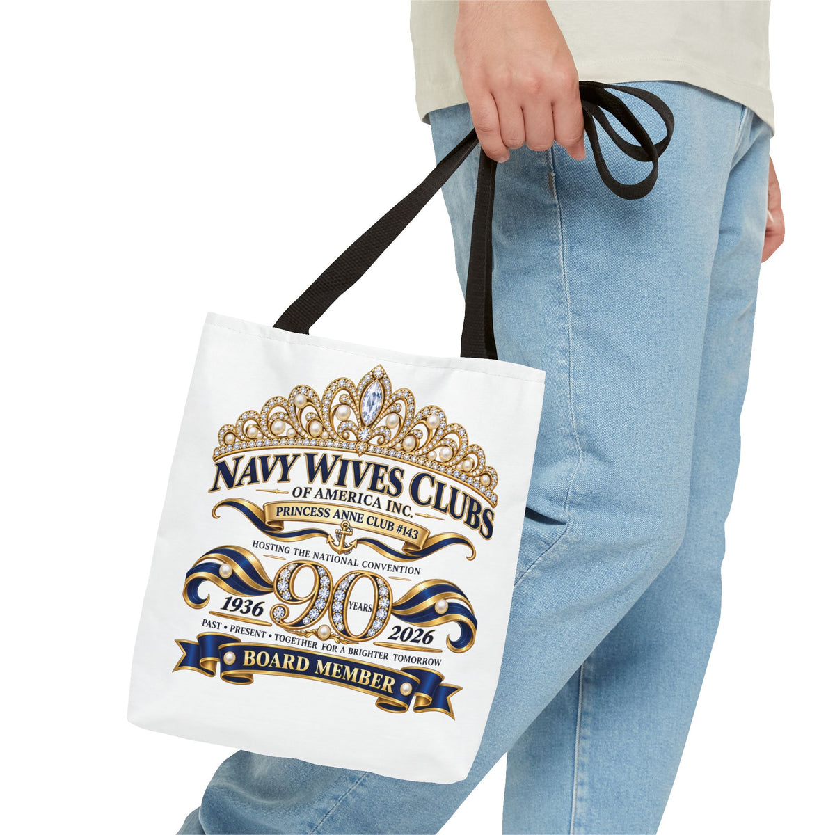 Navy Wives Club Tote Bag — 'Different Journeys, Same Navy Family' AOP Tote