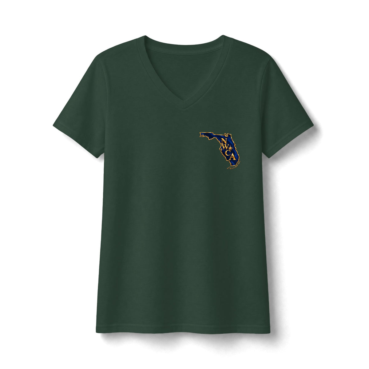 Florida NWCA Central Florida V-Neck Tee — Palm Tree Sunset Design