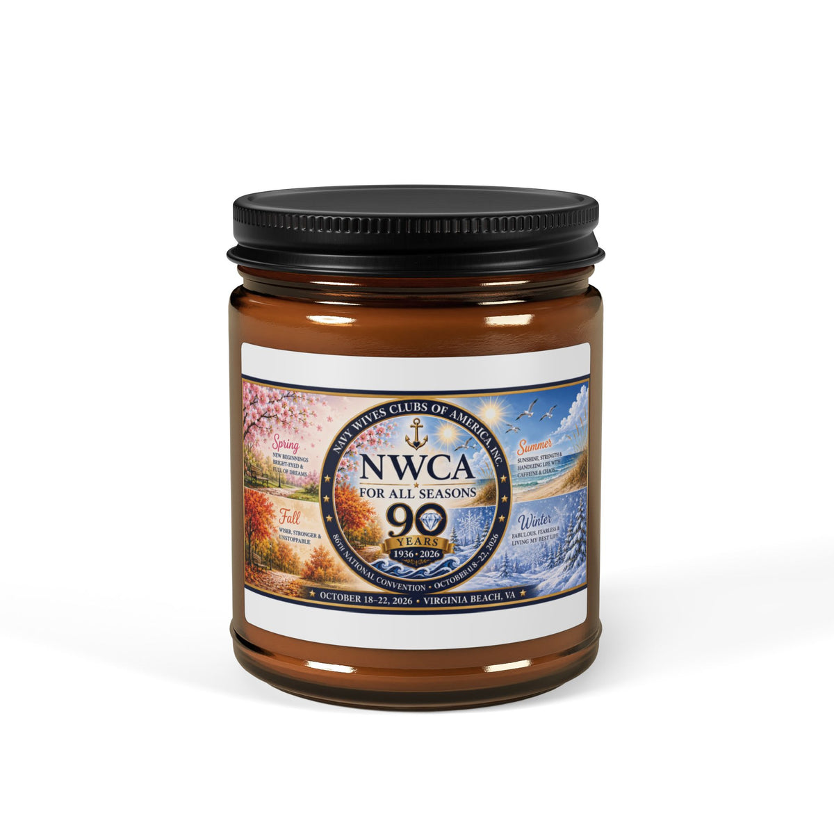 NWCA 90th Anniversary Scented Soy Candle — Amber Jar (Multiple Sizes)