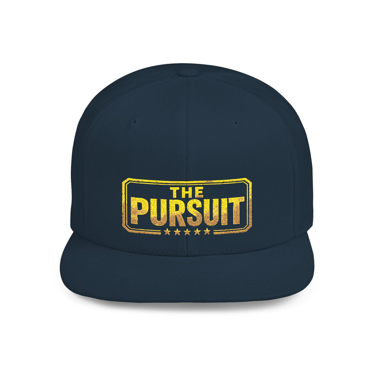 Snapback Hat — "The Pursuit" Gold Logo Flat Bill Cap