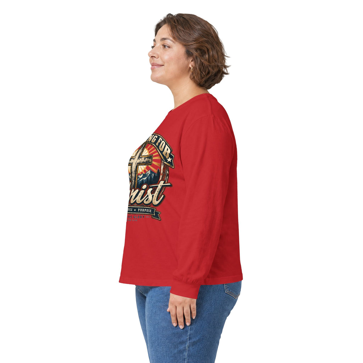 Working for Christ Long Sleeve Tee — Christian Faith Cross Shirt