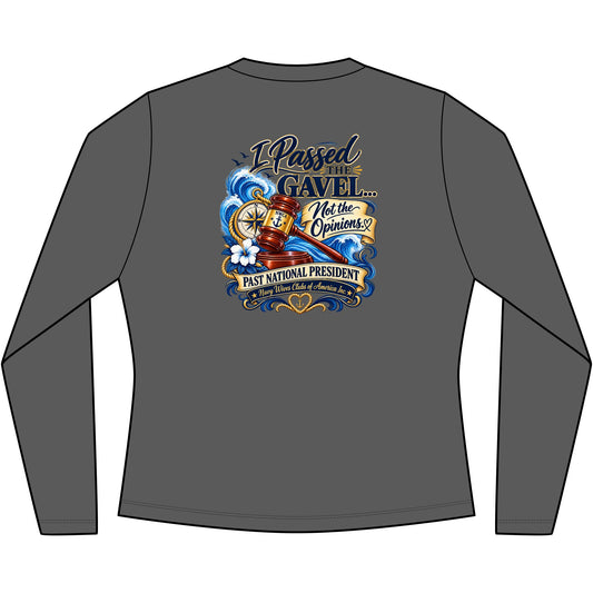 Women's V-Neck Long Sleeve Tee — “I Passed the Gavel” Past National President Nautical Design