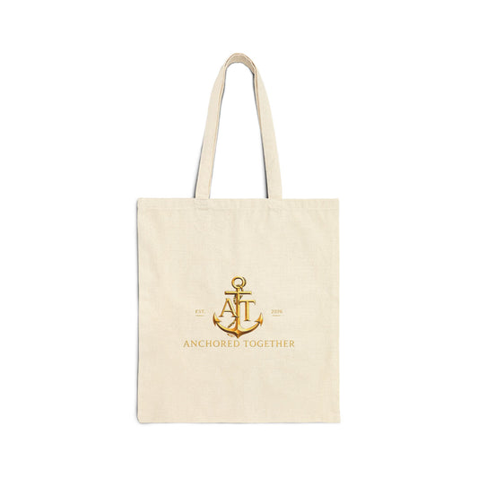 Anchor & Initial Canvas Tote — 'Anchored Together' Nautical Cotton Bag