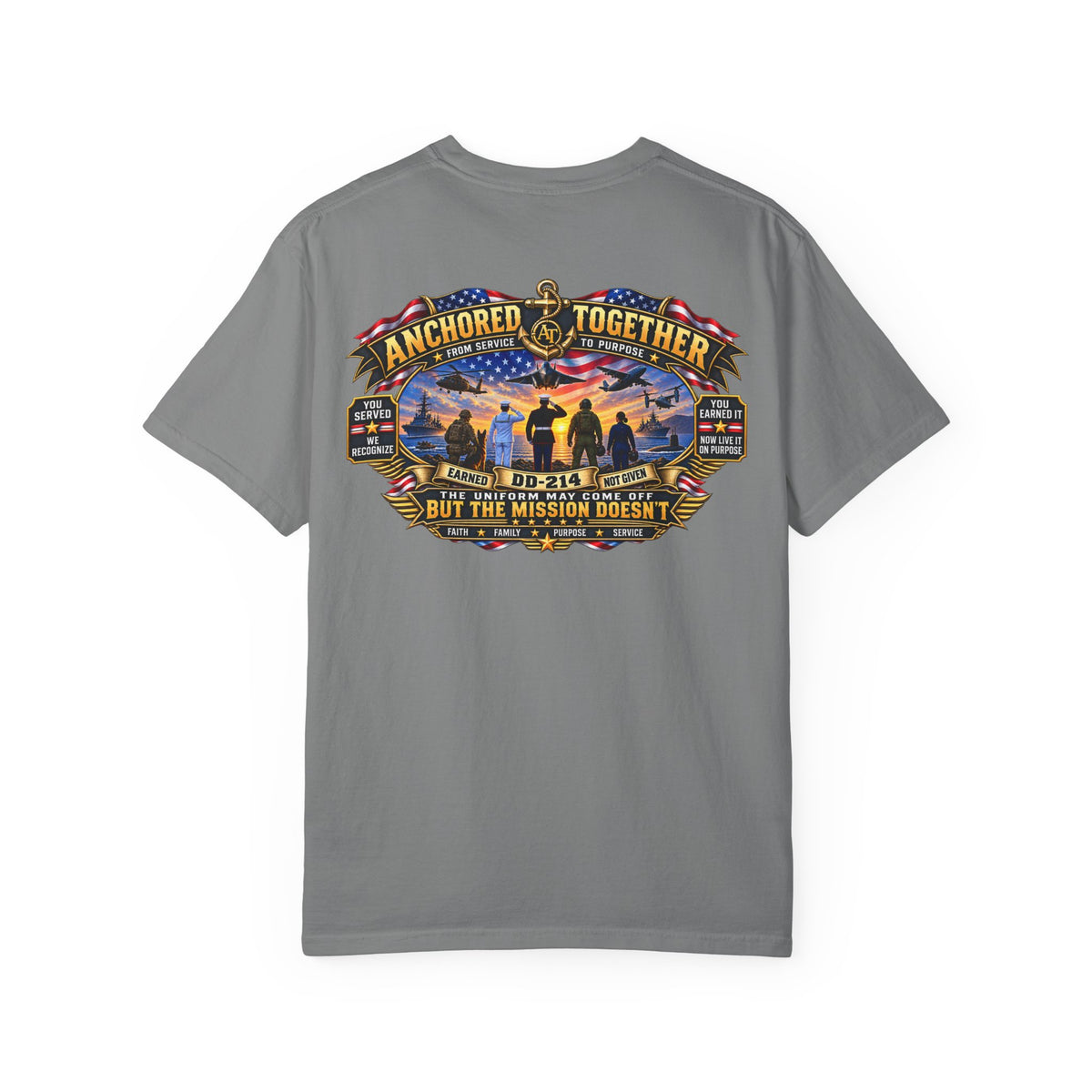 Anchored Together Military DD-214 Tribute T-Shirt — "Anchored Together" Graphic Tee