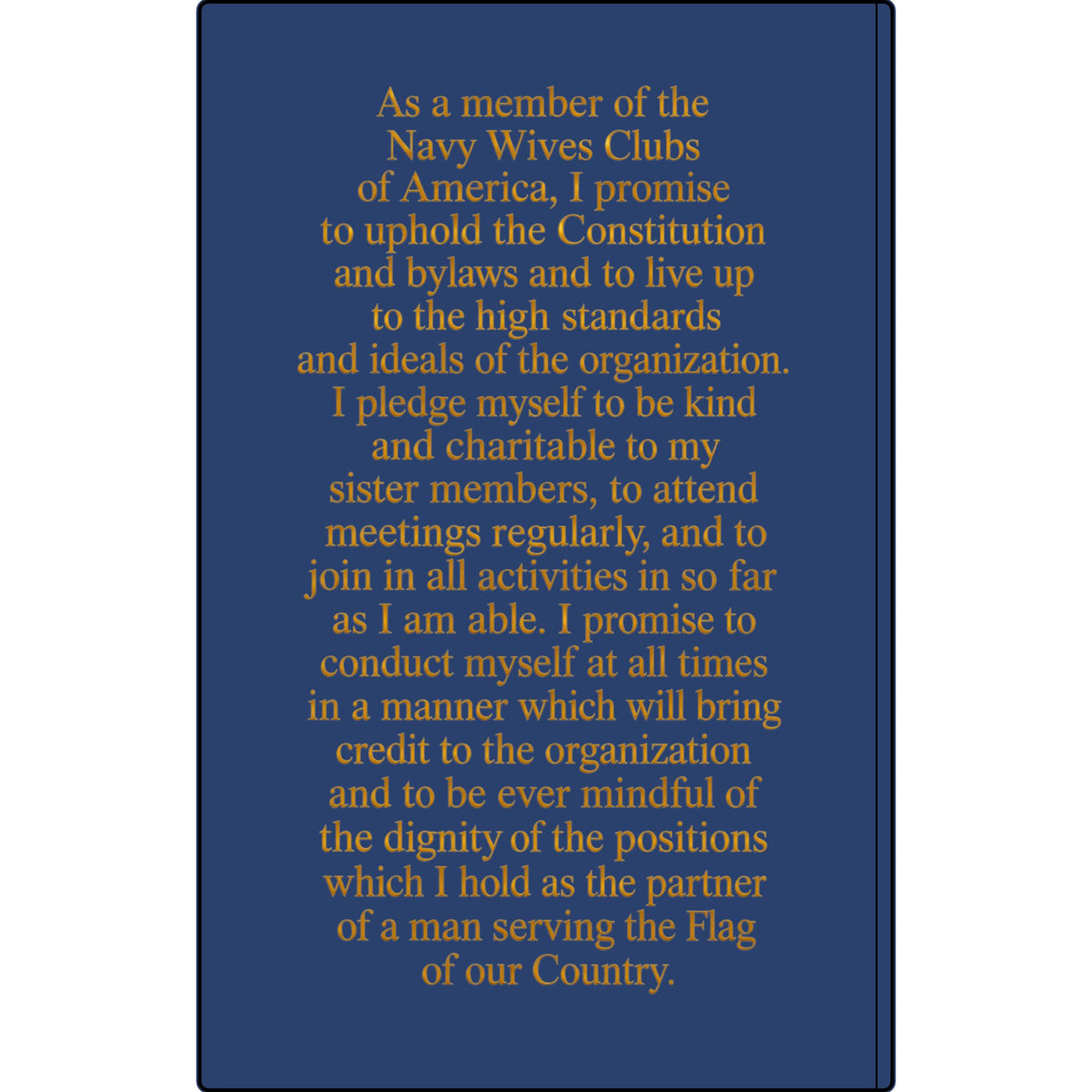 Vegan Leather Journal — "Navy Wives Clubs of America" Engraved Pledge Notebook