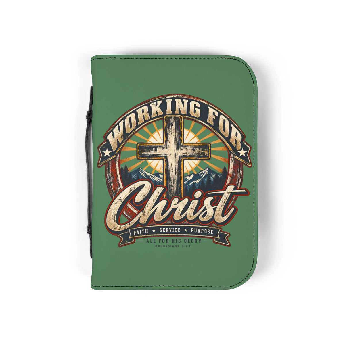Bible Cover - "Working for Christ" / Grandpa Veteran Cross Zippered Bible Case