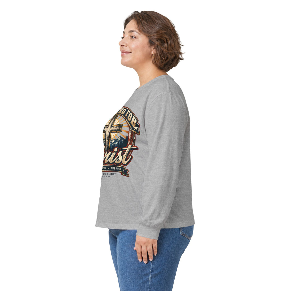Working for Christ Long Sleeve Tee — Christian Faith Cross Shirt