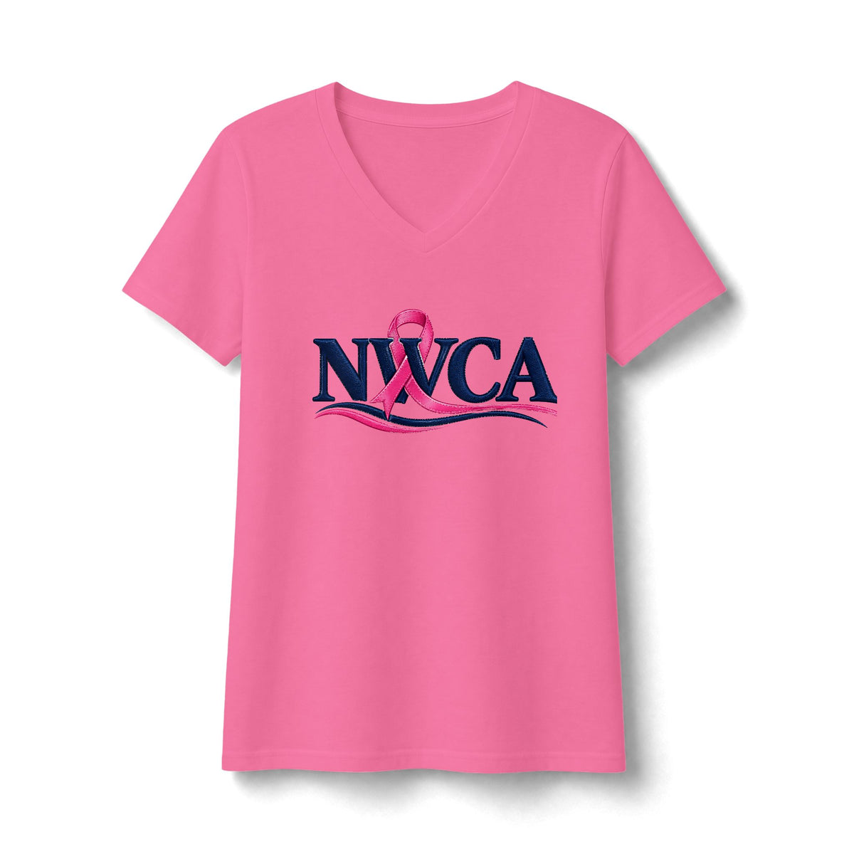 NWCA Breast Cancer Awareness V-Neck Tee — "Give Cancer the Boot" Charity Shirt
