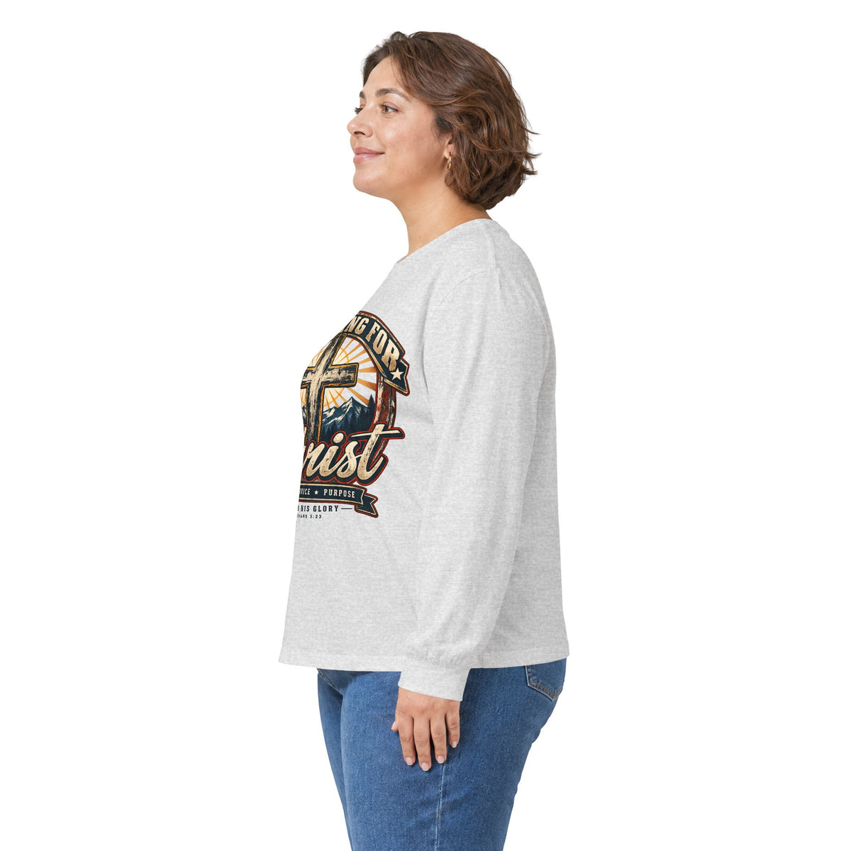 Working for Christ Long Sleeve Tee — Christian Faith Cross Shirt