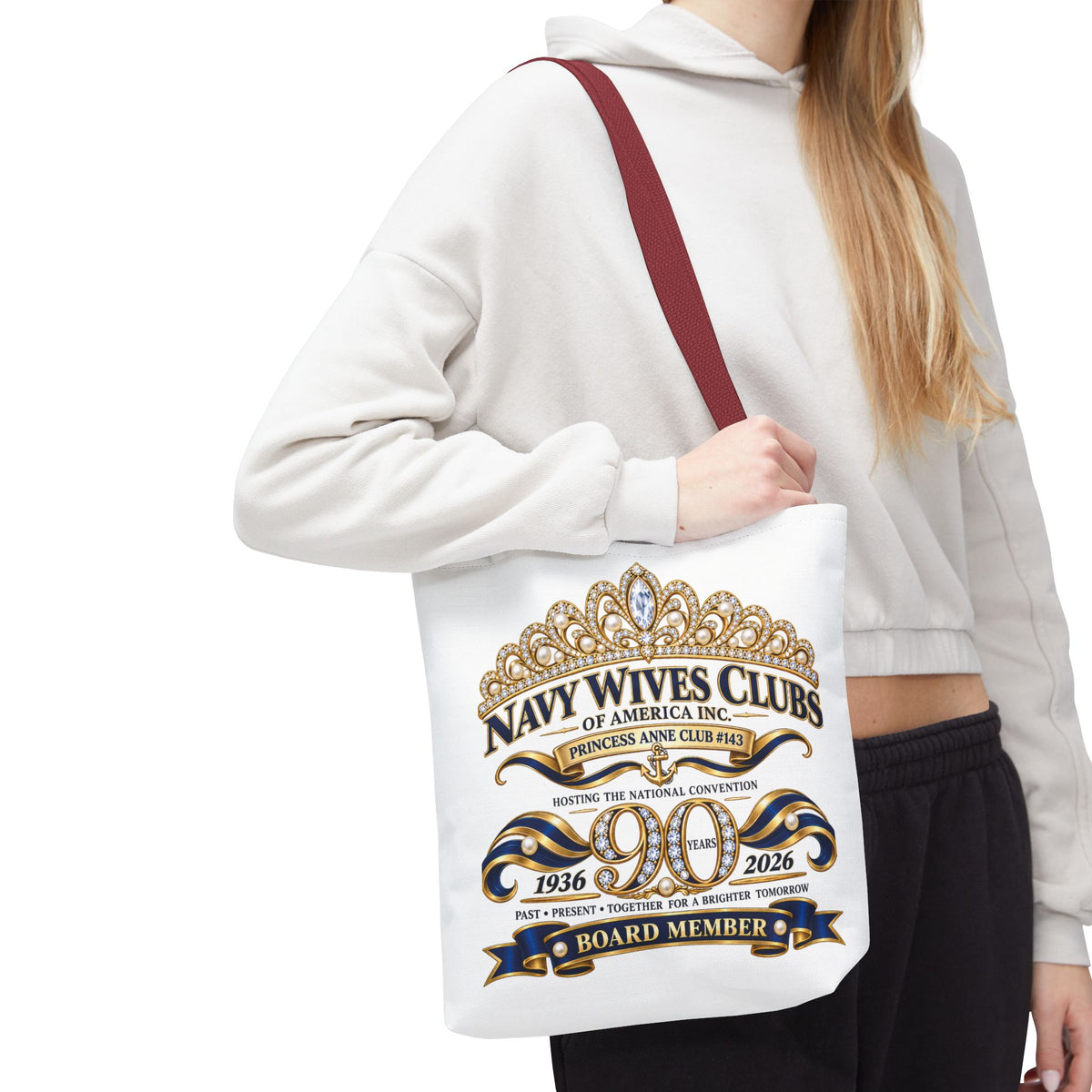 Navy Wives Club Tote Bag — 'Different Journeys, Same Navy Family' AOP Tote