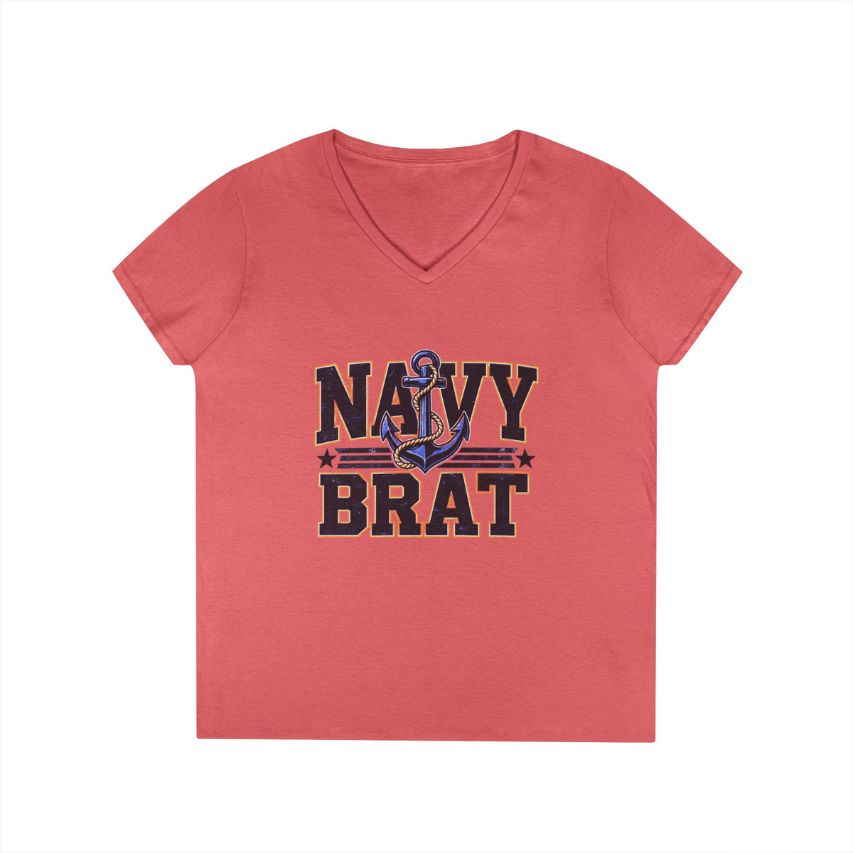 Navy Brat V-Neck Tee — Women's Military Family Shirt