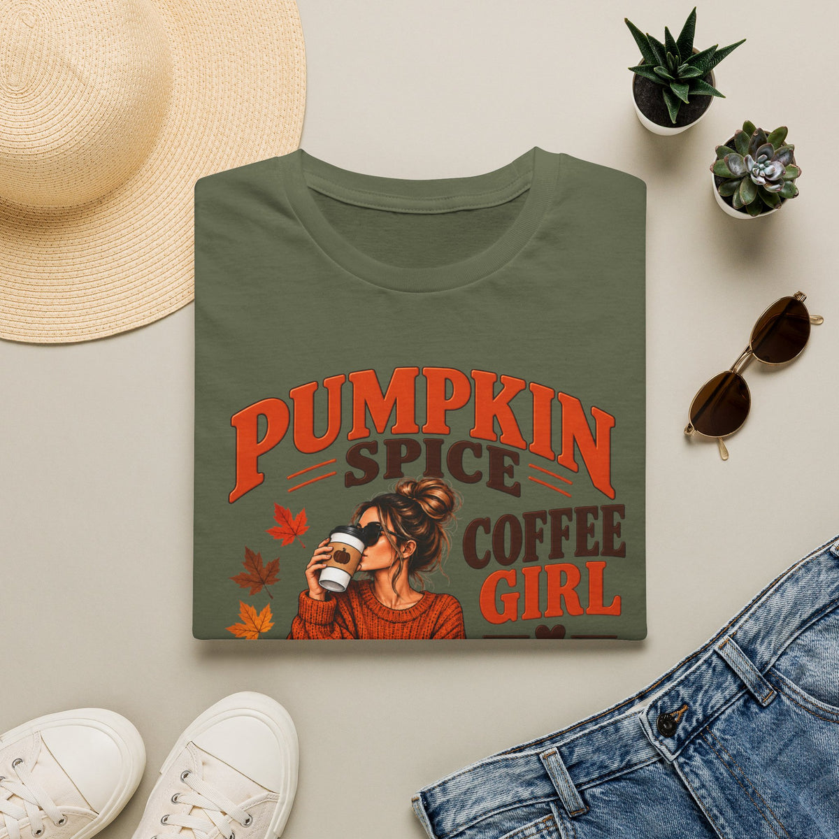 Pumpkin Spice Coffee Girl T‑Shirt — Autumn Cozy Fall Graphic Tee