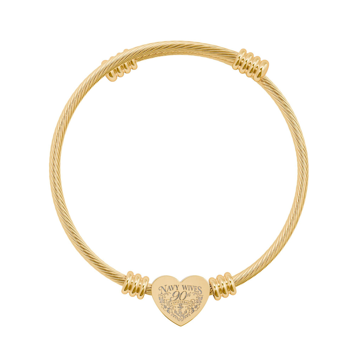 Navy Wives Heart Cuff Bracelet (Engraving)