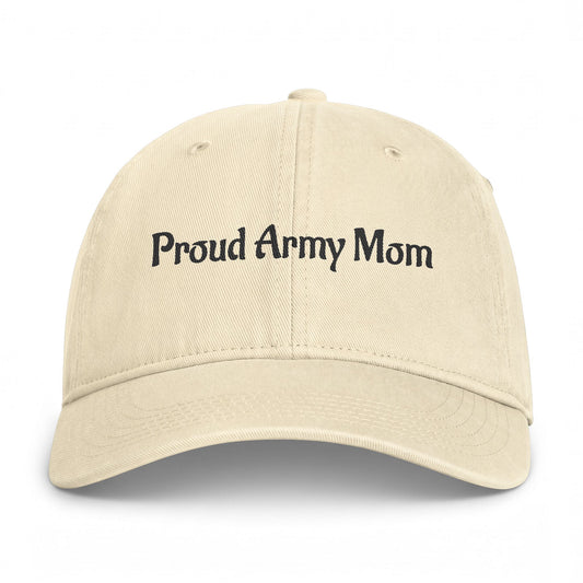 Proud Army Mom Embroidered Hat | Washed Cotton Baseball Cap
